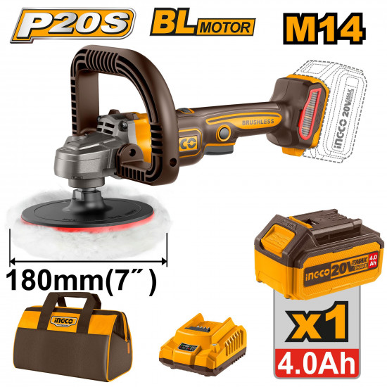 20v Ps+ C/l Polisher B/l 180mm Bag Kit 1bat