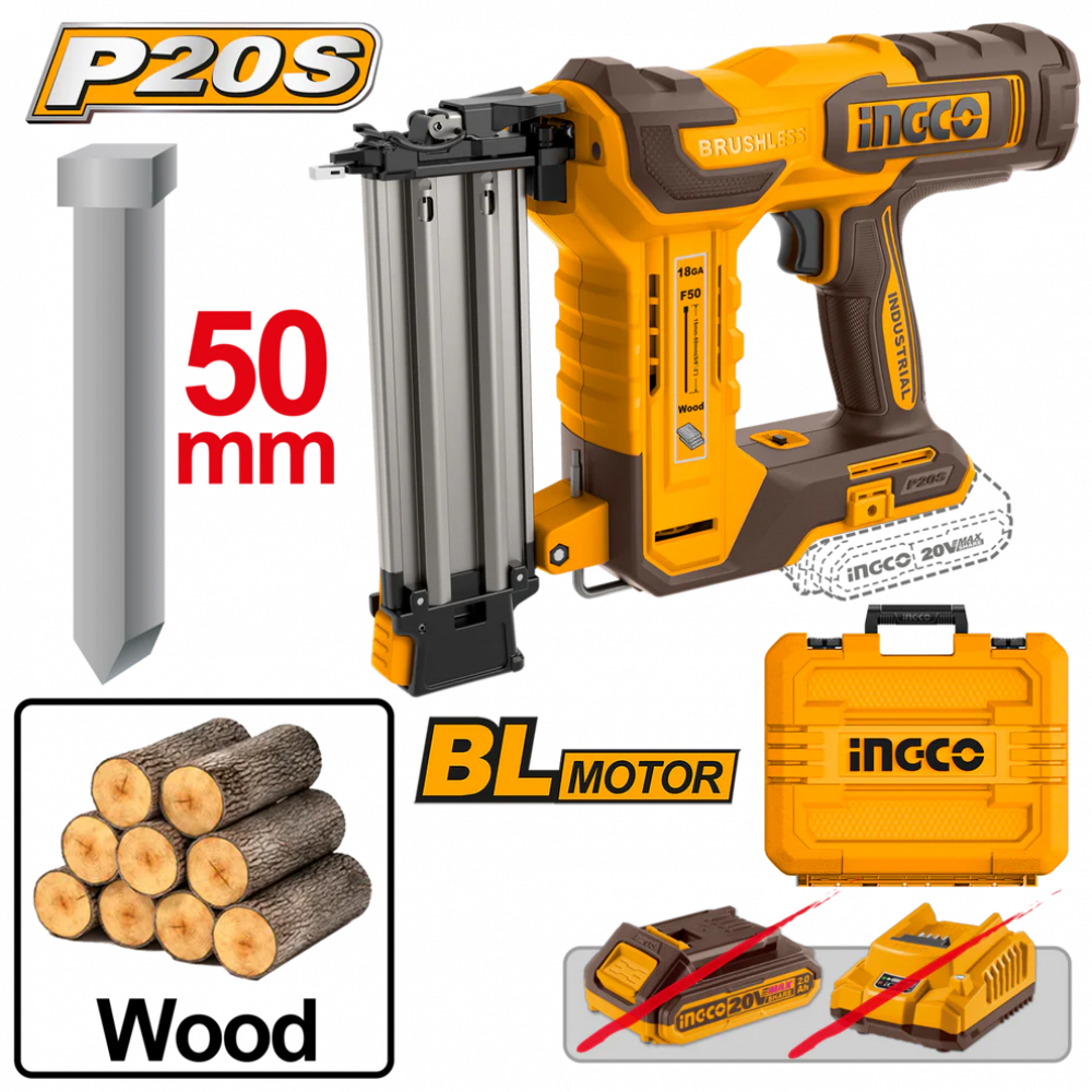 20v Ps+c/l Brad Nailer + Acc In Box