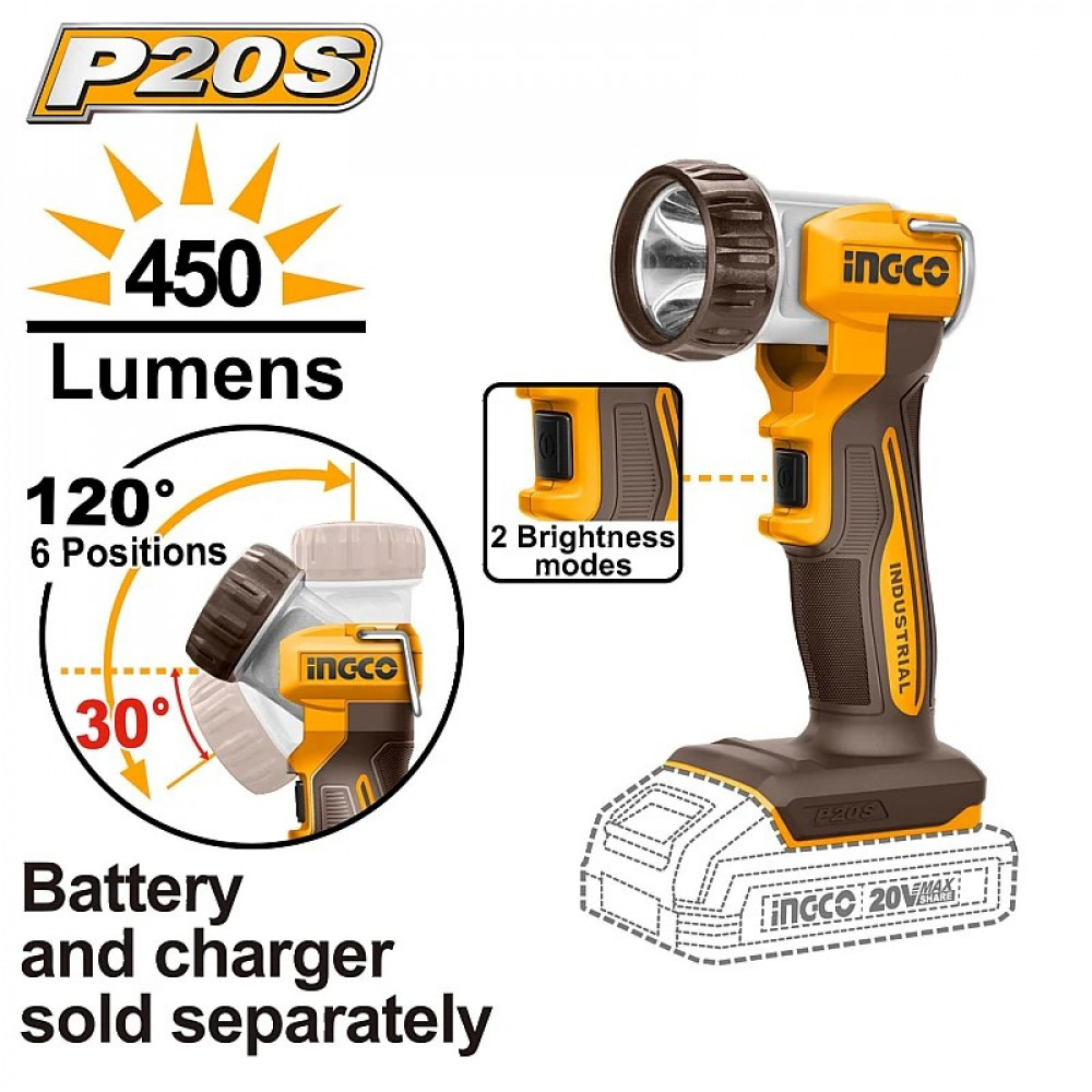20v Ps+c/l 450 Lumens Work Lamp No B/c