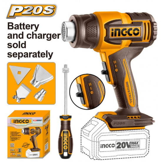 20v Ps+ C/l Heat Gun +acc 3pcs No B/c