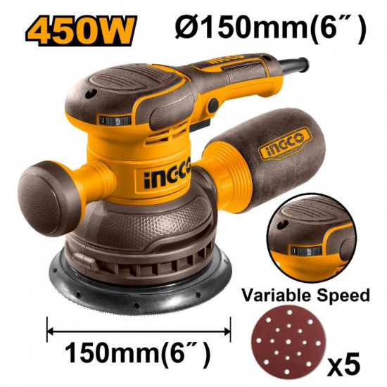 Sander Rotary 450w 150mm Incl Ass