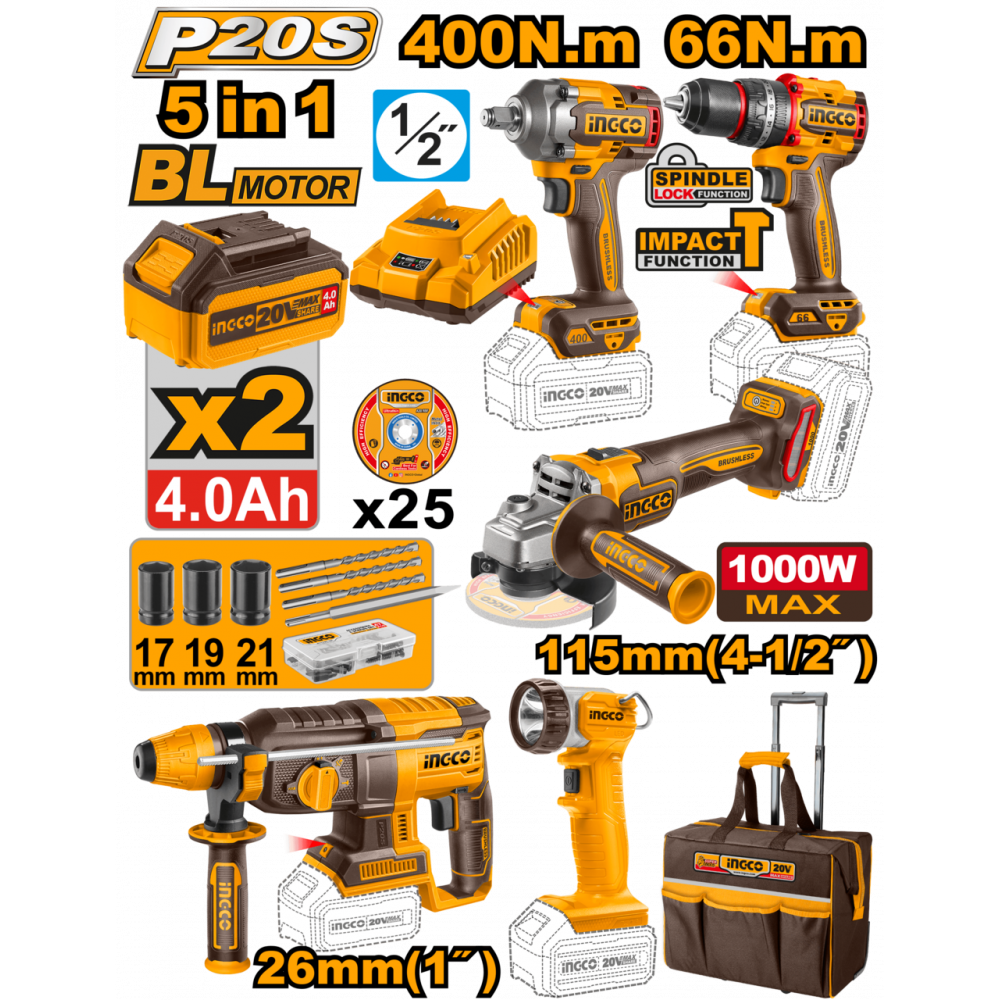 20v Ps+c/l 5pcss Combo Kit