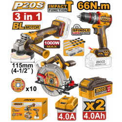 20v Ps+ C/l 3pcs B/l A/g Imp Dril Cir/saw+2bat+cha