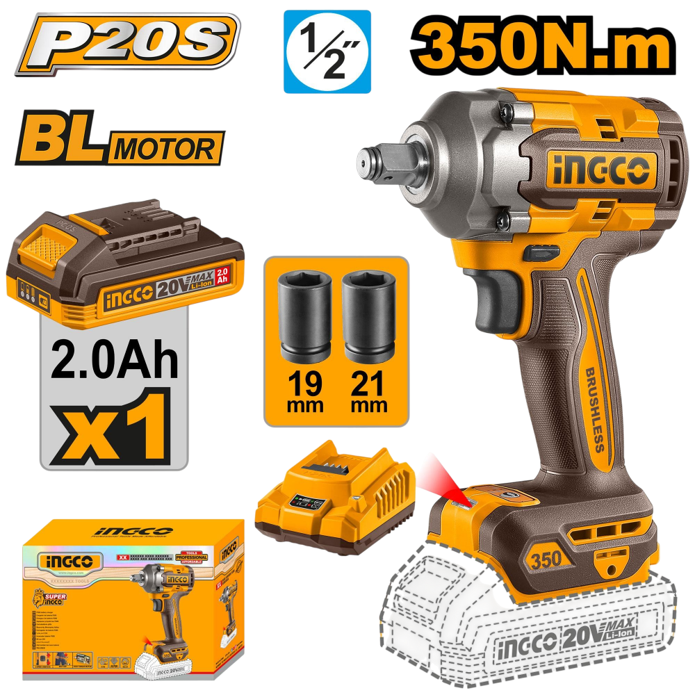 20v Ps+c/l Wrench Imp 350nm Incl Assy Kit X1batt