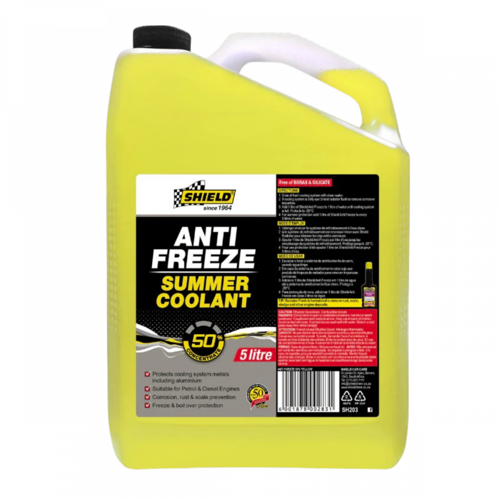 ANTI FREEZE S/COOLANT 5L YEL 50% SHIELD
